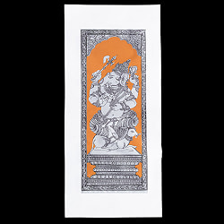 ガネーシャ - オディシャ州の伝統絵画 パタチトラ インドの神話と自然を描いた細密アート【1点物】 - サブ2