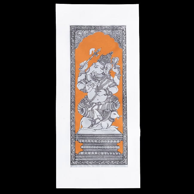ガネーシャ - オディシャ州の伝統絵画 パタチトラ インドの神話と自然を描いた細密アート【1点物】 2 - 全体を撮影しました