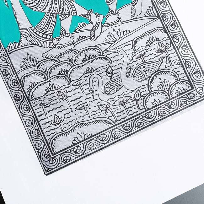 ラダ・クリシュナ - オディシャ州の伝統絵画 パタチトラ インドの神話と自然を描いた細密アート【1点物】 8 - 細部を見てみました。