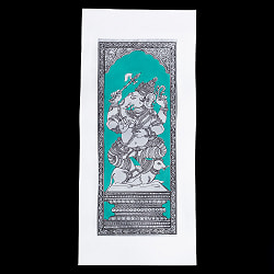ガネーシャ - オディシャ州の伝統絵画 パタチトラ インドの神話と自然を描いた細密アート【1点物】 - サブ2