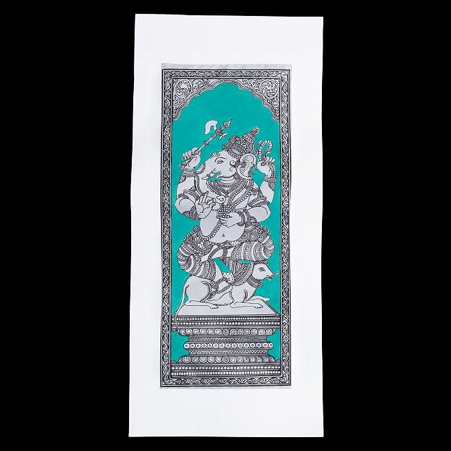 ガネーシャ - オディシャ州の伝統絵画 パタチトラ インドの神話と自然を描いた細密アート【1点物】 2 - 全体を撮影しました