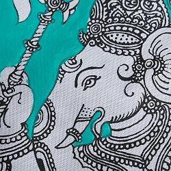 ガネーシャ - オディシャ州の伝統絵画 パタチトラ　インドの神話と自然を描いた細密アート【1点物】 - サブ5