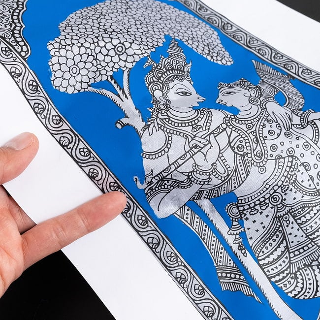 - オディシャ州の伝統絵画 パタチトラ インドの神話と自然を描いた細密アート【1点物】 10 - 細部を見てみました。