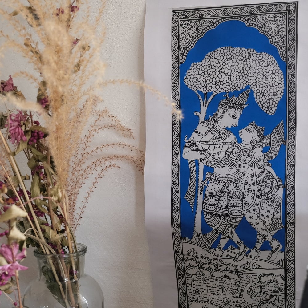  - オディシャ州の伝統絵画 パタチトラ　インドの神話と自然を描いた細密アート【1点物】3枚目の説明写真です