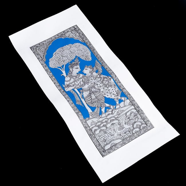 - オディシャ州の伝統絵画 パタチトラ インドの神話と自然を描いた細密アート【1点物】 3 - 斜めから全体を撮影しました
