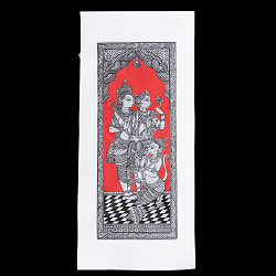 ラーマ・ダルバール(ラーマの宮廷・謁見) - オディシャ州の伝統絵画 パタチトラ インドの神話と自然を描いた細密アート【1点物】 - サブ2