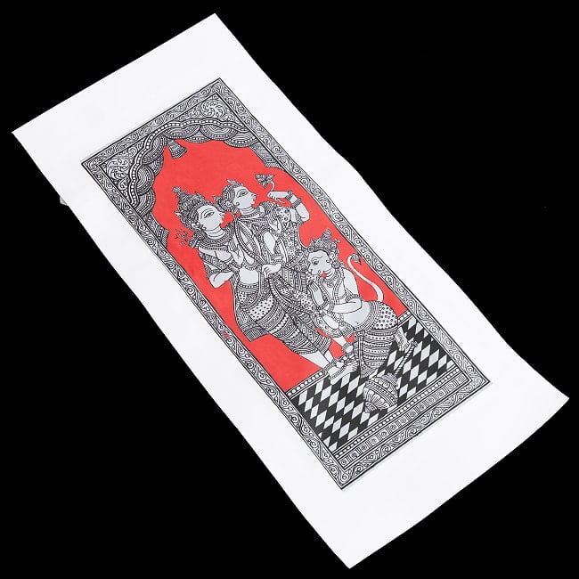  - オディシャ州の伝統絵画 パタチトラ　インドの神話と自然を描いた細密アート【1点物】 3 - 斜めから全体を撮影しました
