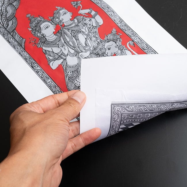  - オディシャ州の伝統絵画 パタチトラ　インドの神話と自然を描いた細密アート【1点物】 9 - 細部を見てみました。