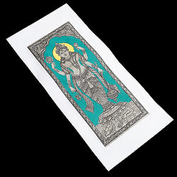 ヴィシュヌ(Vishnu) - オディシャ州の伝統絵画 パタチトラ インドの神話と自然を描いた細密アート【1点物】 - サブ3