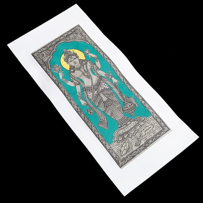 - オディシャ州の伝統絵画 パタチトラ インドの神話と自然を描いた細密アート【1点物】 3 - 斜めから全体を撮影しました