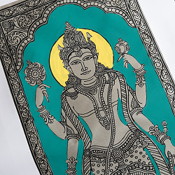 ヴィシュヌ(Vishnu) - オディシャ州の伝統絵画 パタチトラ インドの神話と自然を描いた細密アート【1点物】 - サブ4