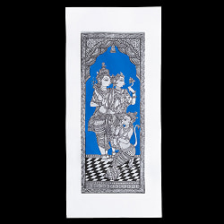ラーマ・ダルバール(ラーマの宮廷・謁見) - オディシャ州の伝統絵画 パタチトラ インドの神話と自然を描いた細密アート【1点物】 - サブ2