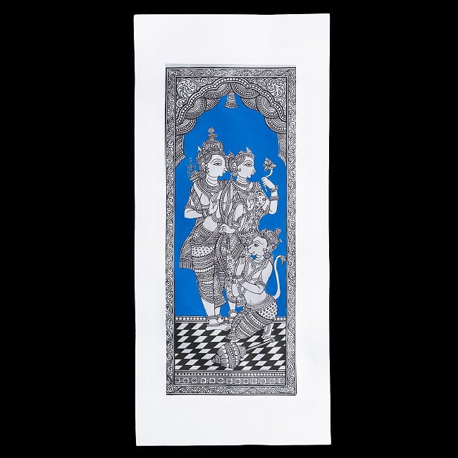 ラーマ・ダルバール（ラーマの宮廷・謁見） - オディシャ州の伝統絵画 パタチトラ　インドの神話と自然を描いた細密アート【1点物】 2 - 全体を撮影しました