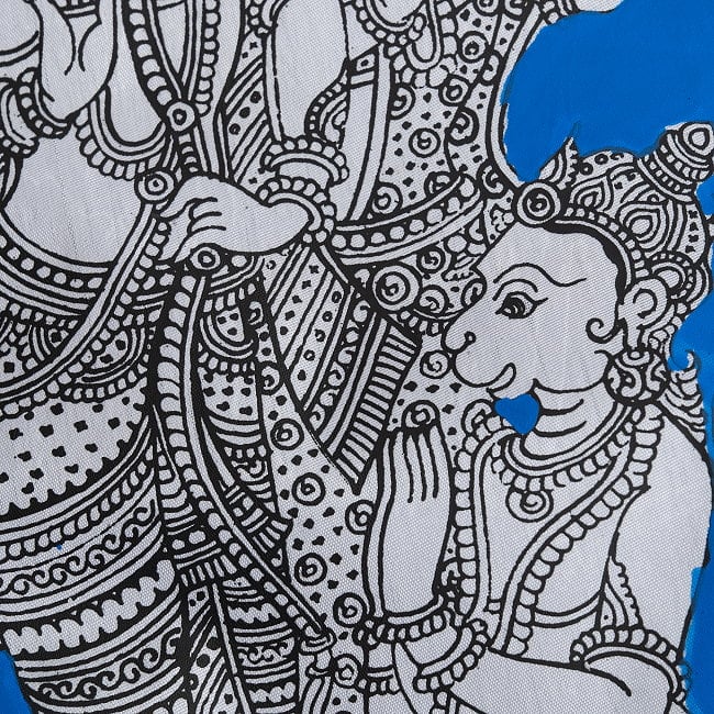 ラーマ・ダルバール（ラーマの宮廷・謁見） - オディシャ州の伝統絵画 パタチトラ　インドの神話と自然を描いた細密アート【1点物】 7 - 細部を見てみました。