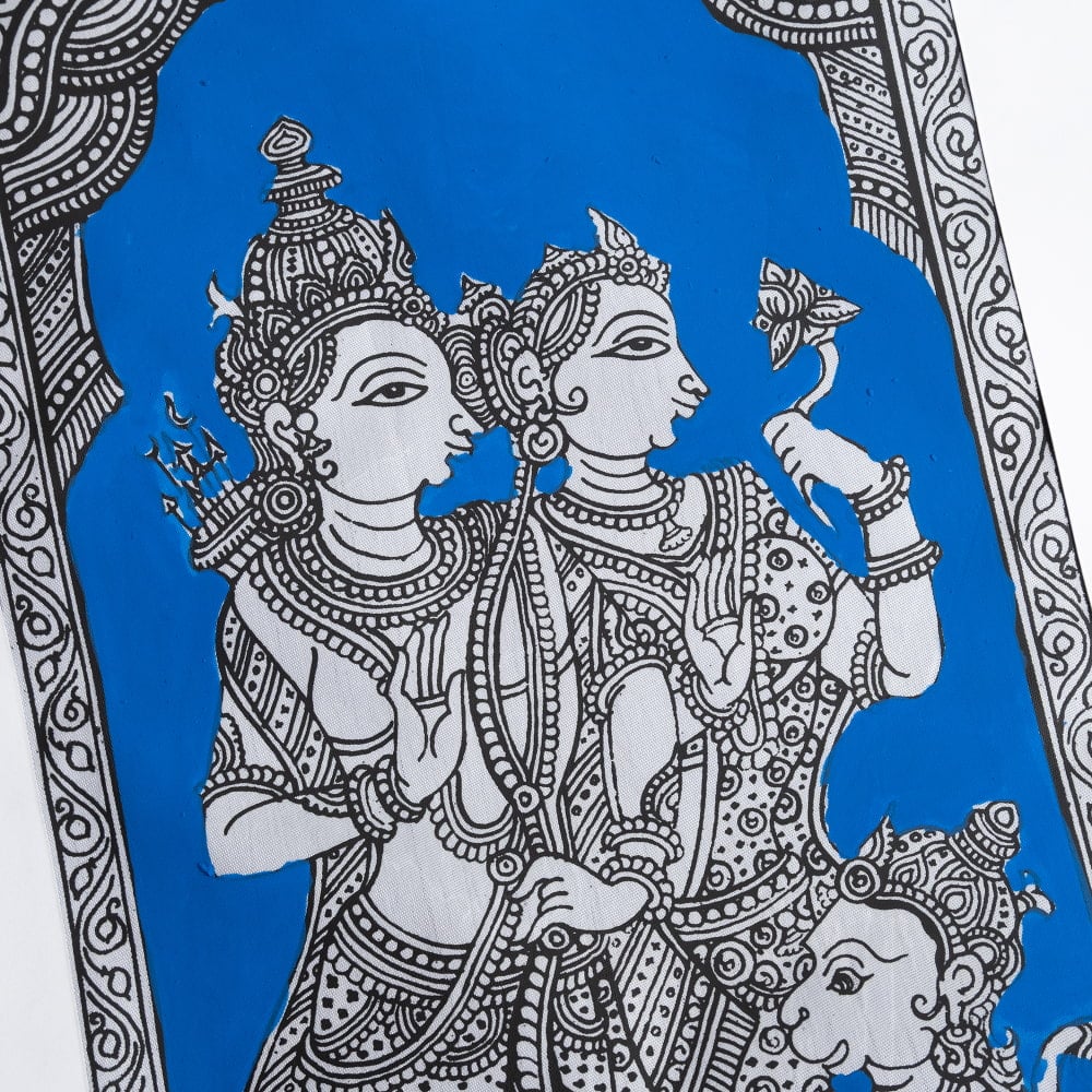 ラーマ・ダルバール（ラーマの宮廷・謁見） - オディシャ州の伝統絵画 パタチトラ　インドの神話と自然を描いた細密アート【1点物】1枚目の説明写真です