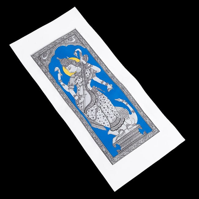 - オディシャ州の伝統絵画 パタチトラ インドの神話と自然を描いた細密アート【1点物】 3 - 斜めから全体を撮影しました