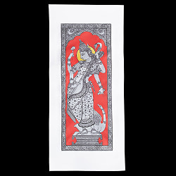 サラスバティ - オディシャ州の伝統絵画 パタチトラ インドの神話と自然を描いた細密アート【1点物】 - サブ2