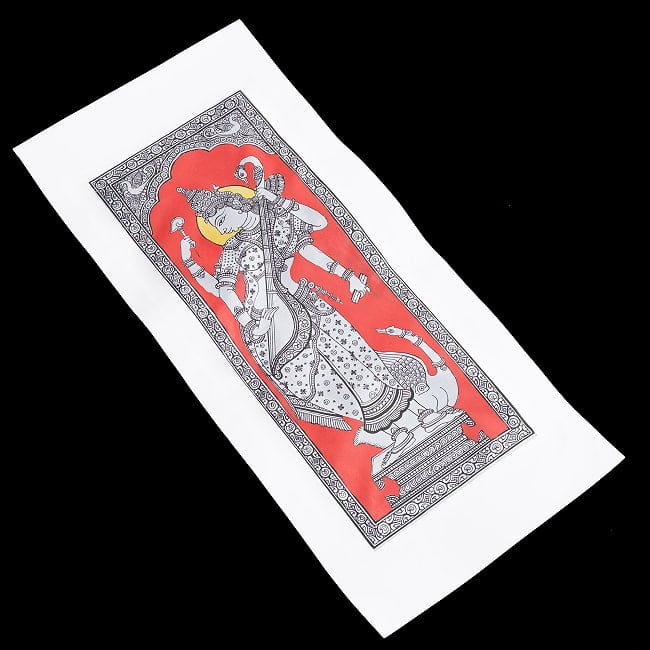 - オディシャ州の伝統絵画 パタチトラ インドの神話と自然を描いた細密アート【1点物】 3 - 斜めから全体を撮影しました
