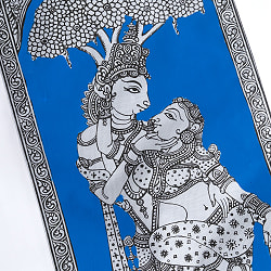 ラダ・クリシュナ - オディシャ州の伝統絵画 パタチトラ インドの神話と自然を描いた細密アート【1点物】 - サブ3