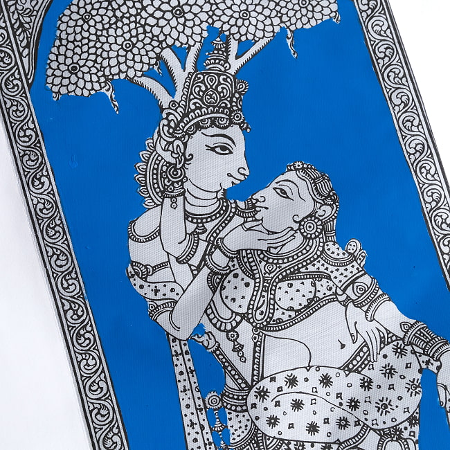 - オディシャ州の伝統絵画 パタチトラ インドの神話と自然を描いた細密アート【1点物】 3 - 斜めから全体を撮影しました