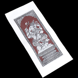 ガネーシャ - オディシャ州の伝統絵画 パタチトラ インドの神話と自然を描いた細密アート【1点物】 - サブ3