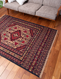 【一点物】バルーチ　カル・ムハマディ族　遊牧民による草木染め手織りトライバルキリム スマック織り - 約190cm x 126cm - サブ2