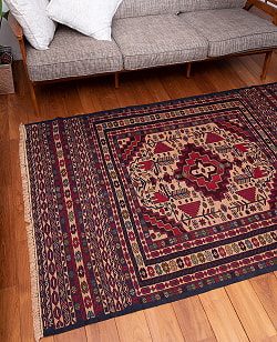 【一点物】バルーチ　カル・ムハマディ族　遊牧民による草木染め手織りトライバルキリム スマック織り - 約190cm x 126cm - サブ4