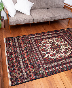 【一点物】バルーチ　カル・ムハマディ族　遊牧民による草木染め手織りトライバルキリム スマック織り - 約210cm x 110cm - サブ4