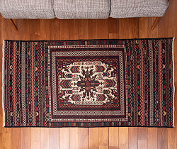 【一点物】バルーチ　カル・ムハマディ族　遊牧民による草木染め手織りトライバルキリム スマック織り - 約210cm x 110cm - サブ5