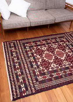 【一点物】バルーチ　カル・ムハマディ族　遊牧民による草木染め手織りトライバルキリム スマック織り - 約200cm x 118cm - サブ4