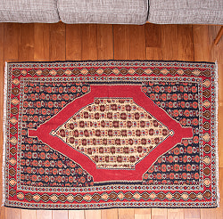 【一点物】遊牧民手作り　バルーチ　カル・ムハマディ族　遊牧民による草木染め手織りトライバルキリム スリット織り - 約158cm x 125cm - サブ2