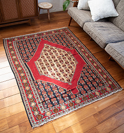 【一点物】遊牧民手作り　バルーチ　カル・ムハマディ族　遊牧民による草木染め手織りトライバルキリム スリット織り - 約158cm x 125cm - サブ4