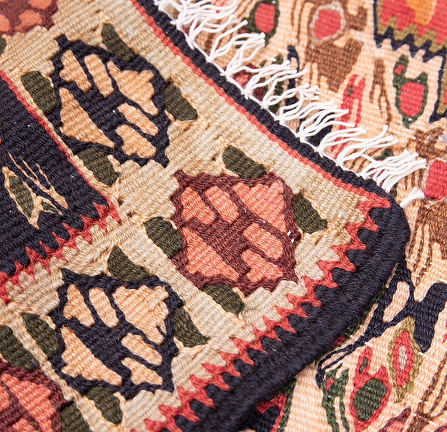【一点物】バルーチ　カル・ムハマディ族　遊牧民による草木染め手織りトライバルキリム スリット織り - 約132cm x 107cm 12 - 両面に同じデザインがくる織り方で織られています