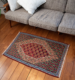 【一点物】バルーチ　カル・ムハマディ族　遊牧民による草木染め手織りトライバルキリム スリット織り - 約104cm x 70cm - サブ3