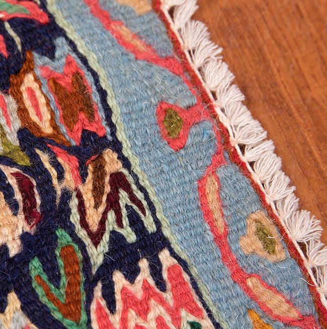 【一点物】バルーチ　カル・ムハマディ族　遊牧民による草木染め手織りトライバルキリム スリット織り - 約107cm x 75cm 10 - フリンジ周辺です