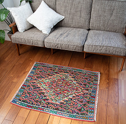 【一点物】バルーチ　カル・ムハマディ族　遊牧民による草木染め手織りトライバルキリム スリット織り - 約98cm x 80cm - サブ2