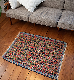 【一点物】バルーチ　カル・ムハマディ族　遊牧民による草木染め手織りトライバルキリム 曲線織り - 約97cm x 76cm - サブ3