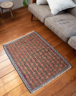 【一点物】バルーチ　カル・ムハマディ族　遊牧民による草木染め手織りトライバルキリム 曲線織り - 約97cm x 76cm - サブ4