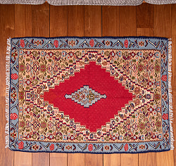 【一点物】バルーチ　カル・ムハマディ族　遊牧民による草木染め手織りトライバルキリム 曲線織り - 約109cm x 86cm - サブ2