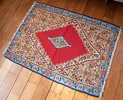 【一点物】バルーチ　カル・ムハマディ族　遊牧民による草木染め手織りトライバルキリム 曲線織り - 約109cm x 86cm - サブ5