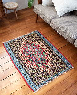 【一点物】バルーチ　カル・ムハマディ族　遊牧民による草木染め手織りトライバルキリム スリット織り - 約104cm x 80cm - サブ4