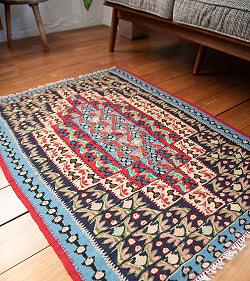 【一点物】バルーチ　カル・ムハマディ族　遊牧民による草木染め手織りトライバルキリム スリット織り - 約104cm x 80cm - サブ5