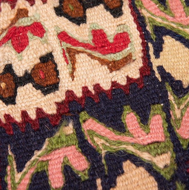 【一点物】バルーチ　カル・ムハマディ族　遊牧民による草木染め手織りトライバルキリム スリット織り - 約104cm x 80cm 8 - 柄をアップにしました