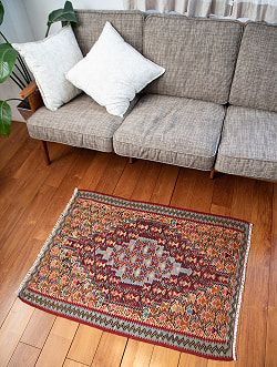 【一点物】バルーチ　カル・ムハマディ族　遊牧民による草木染め手織りトライバルキリム スリット織り - 約105cm x 79cm - サブ3