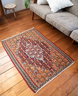 【一点物】バルーチ　カル・ムハマディ族　遊牧民による草木染め手織りトライバルキリム スリット織り - 約105cm x 79cm - サブ4