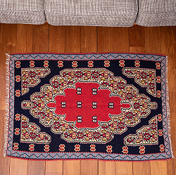 【一点物】バルーチ　カル・ムハマディ族　遊牧民による草木染め手織りトライバルキリム 曲線織り - 約115cm x 80cm - サブ2