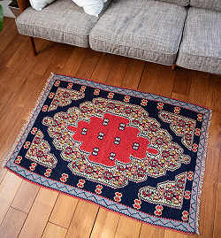 【一点物】バルーチ　カル・ムハマディ族　遊牧民による草木染め手織りトライバルキリム 曲線織り - 約115cm x 80cm - サブ3