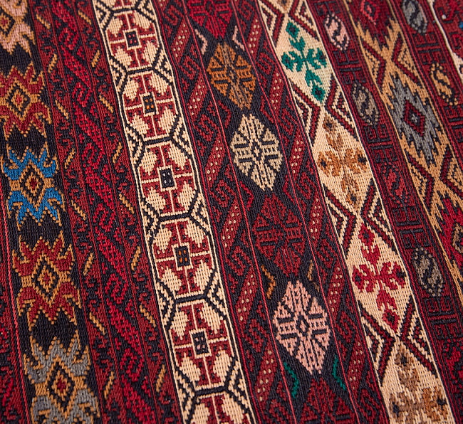 【一点物】バルーチ　カル・ムハマディ族　遊牧民による草木染め手織りトライバルキリム スマック織り スマック織り - 約190cm x 114cm 5 - 柄を少し拡大してみました