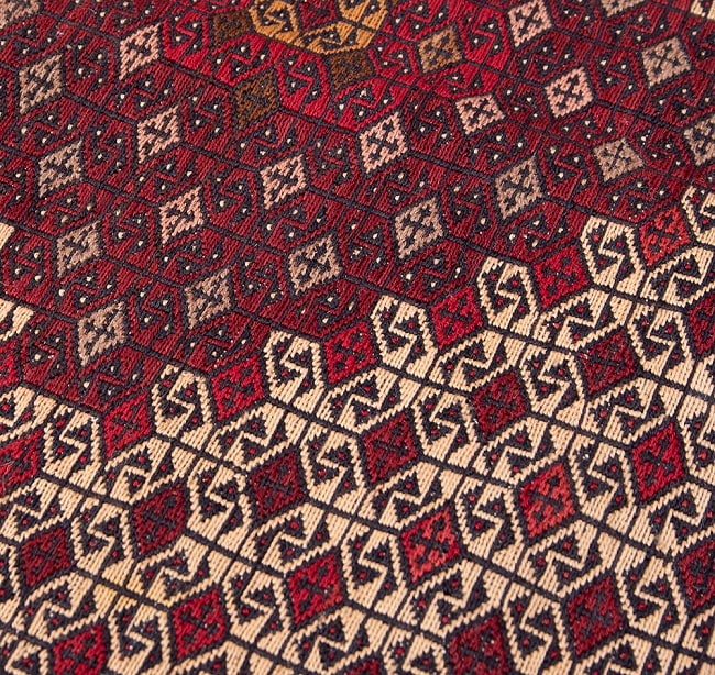 【一点物】バルーチ　カル・ムハマディ族　遊牧民による草木染め手織りトライバルキリム スマック織り スマック織り - 約190cm x 114cm 7 - 柄を拡大してみました