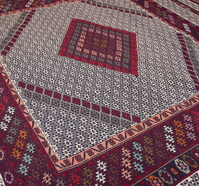 【一点物】バルーチ　カル・ムハマディ族　遊牧民による草木染め手織りトライバルキリム スマック織り - 約200cm x 130cm 13 - 柄をアップにしました